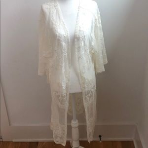 NWT Rachel Parcell Ivory Lace Kimono